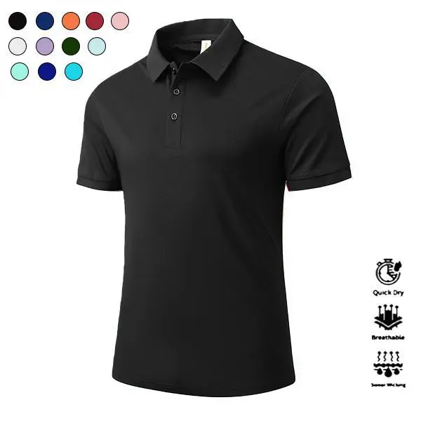 Men's Well-Fitted Short-Sleeve Cotton-Polyester Polo Shirt - Dry-Fit, Moisture-Wicking, Solid, Menswear Top for Golf, Travel, Comfortable Sports Apparel in Various Colors, Cotton-Polyester Polo Shirts, Dry-Fit Polo Shirts