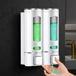 Wall Mounted Shampoo & Conditioner Dispenser Set, No Drill Installation, 400ML Liquid Soap Shower Pump, Bathroom Organizer, Bathroom Accessory
