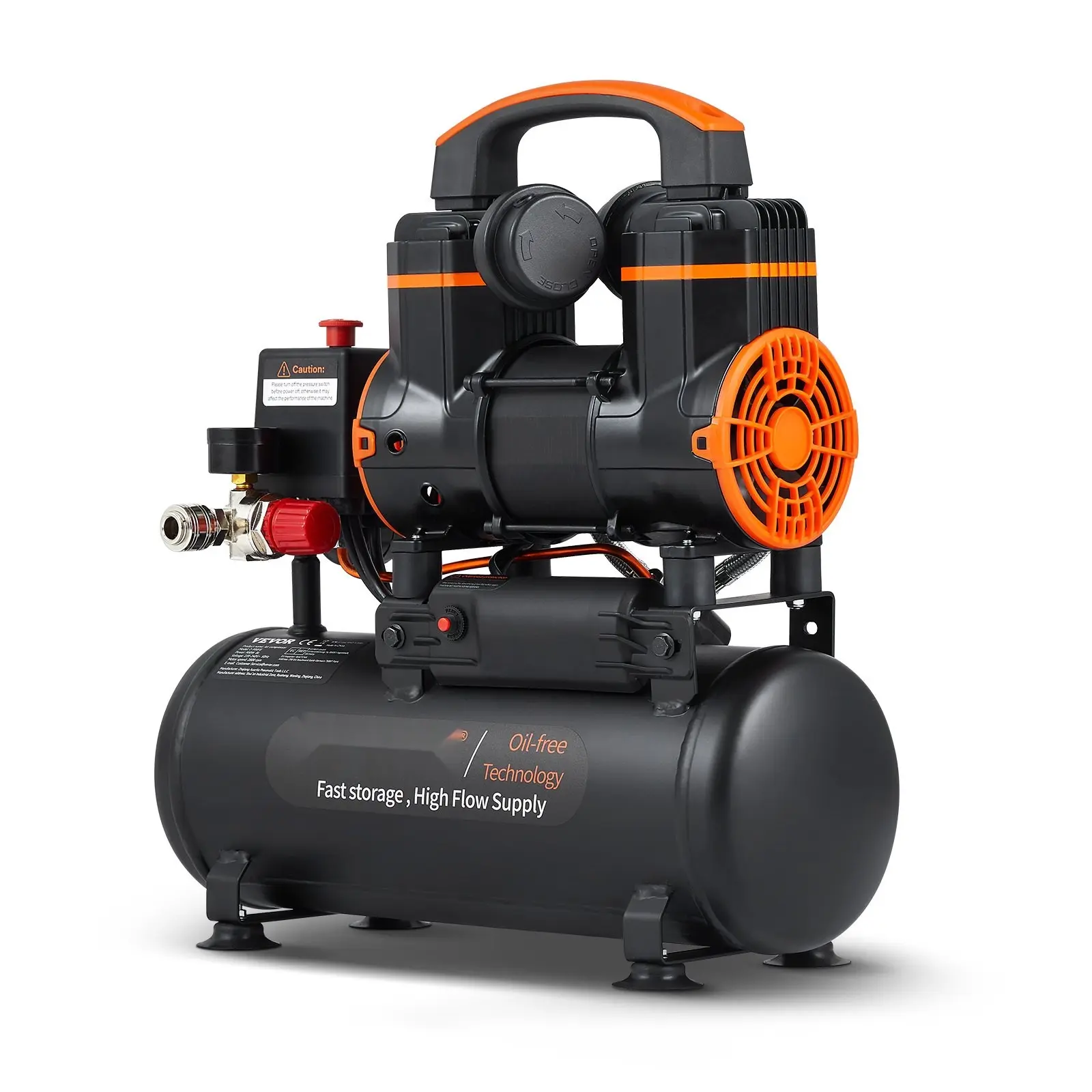 Air Compressor 2.1 Gallon Portable Oil-Free Pancake Style, 900W Motor, 2.2 CFM @ 90 PSI, Max 116 PSI, Quiet Low Noise, Ideal for Inflation, Spray Painting, Air Tools, and DIY Projects