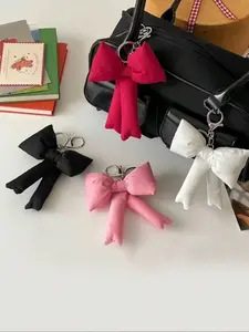 Cute Bowknot Bag Charm, Fresh Sweet Cotton Butterfly Knot Pendant, Versatile Student Backpack Decoration Gift for Friends, Charms for Bags