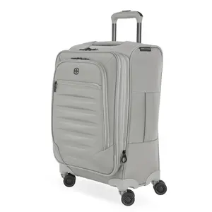 SWISSGEAR Checklite Softside Carry On Suitcase - Gray: 8 Wheels, Expandable, Tear-Resistant