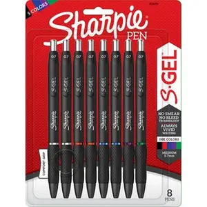 212 MAIN Sharpie S-Gel Pens (SAN2126231, 7mm) - Pack of 8, Gel Ink, No Bleed, Quick-Dry, Rubber Grip, for School & Office Use, Enhances Writing Experience