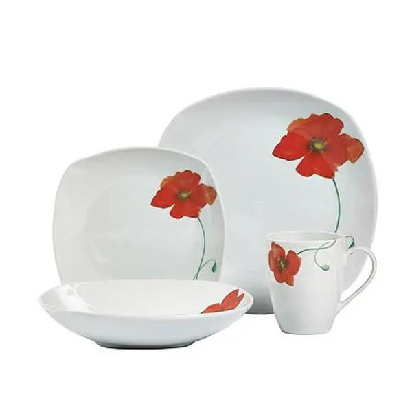 Tabletops Gallery Poppy 16-Piece Dinnerware Set - Service for 4 Tabletops Gallery Poppy 16-Piece Dinnerware Set - Service for 4