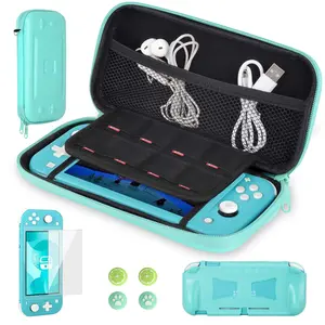P-CLC014     Carrying Case for Nintendo Switch Lite - with 1 Screen Protector, 1 Grip Case and 4 Thumb Grip Caps, Ultra Slim Premium EVA Travel Pouch Protective Cover, 8 Game Cartridges, Green