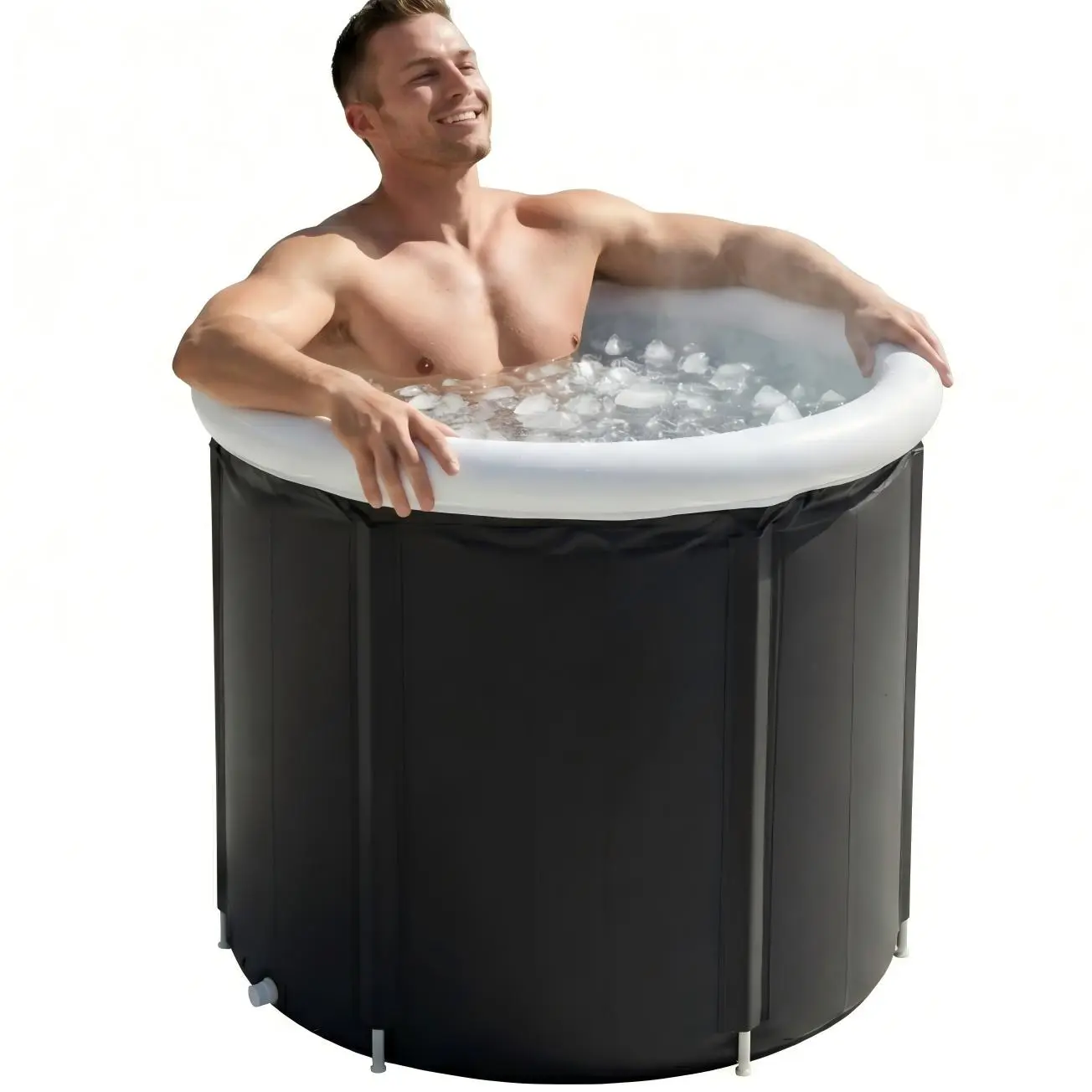 Portable Collapsible Ice Bathtub - Inflatable Multi-PVC Cold Plunge Tub with Insulated Lid, Above-Ground Soaking Bath for Post-Workout Muscle Relief, Outdoor/Indoors Use