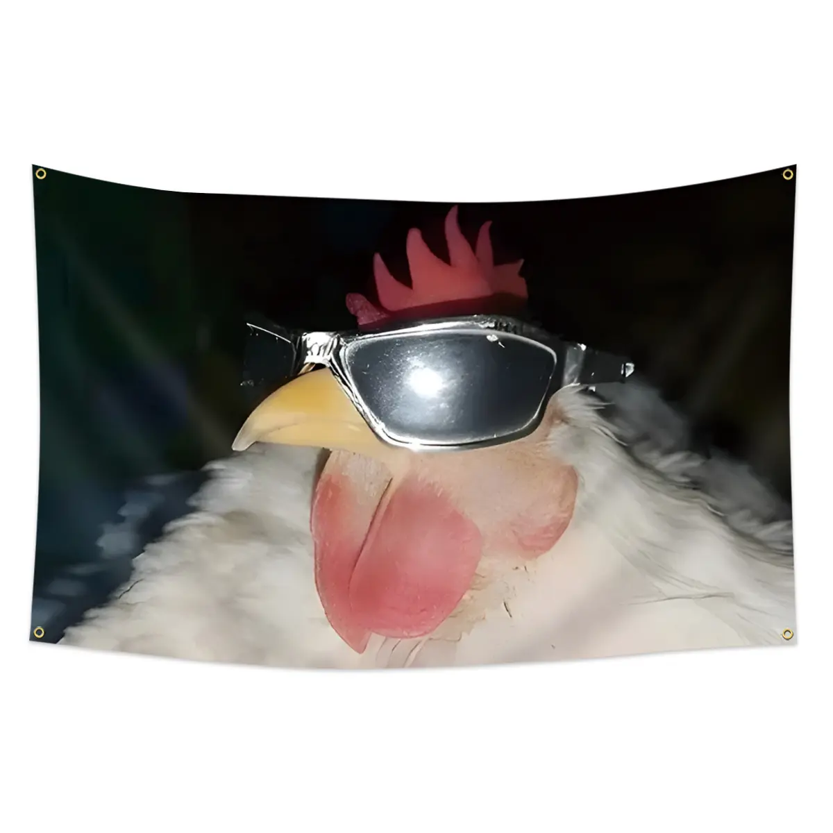 1pc, Rooster with Sunglasses Flag, Funny Chicken Banner, Tapestry Wall Hanging, Decorative Tapestry, Tapestry Room Decor, 3x5ft (90*150cm), 4 Grommets, Single-Sided Printing, for Indoor, Outdoor, Home, Dorm, Party & Activities Decoration