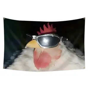 1pc, Rooster with Sunglasses Flag, Funny Chicken Banner, Tapestry Wall Hanging, Decorative Tapestry, Tapestry Room Decor, 3x5ft (90*150cm), 4 Grommets, Single-Sided Printing, for Indoor, Outdoor, Home, Dorm, Party & Activities Decoration