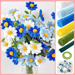 672-Piece Multi-Color Twisty Sticks Daisy Pipe Cleaner Craft Kit, DIY Handmade Projects, Decorative Flowers, Mother's Day Gift, Graduation Present