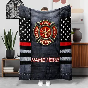 1Pc Symbolic Firefighter Tribute Blanket, Suitable For Sofa, Bed, Office Nap Blanket, Gym, Outdoor Camping, Travel Throw, Extra Large Soft And Comfortable Blanket