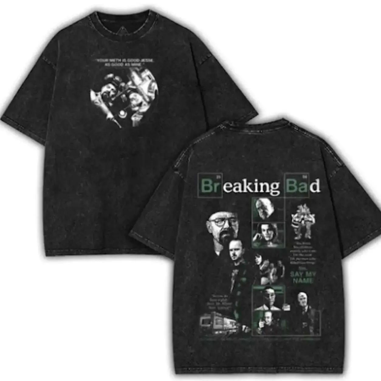 Heisenberg Breaking Bad Vintage Washed T Shirt Better Call Saul Graphic Print T-shirts Men's Pure Cotton Short Sleeves Tee Shirt Menswear Soft graphic tee G6G