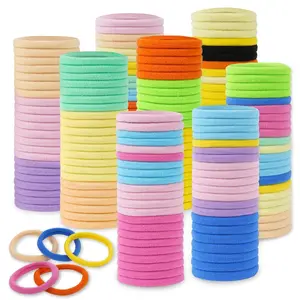 100 count Hair Accessories: No  Seamless Ponytail Holders, Elastics and Bands for Thick Hair - For Girls & Women (Multicolor)