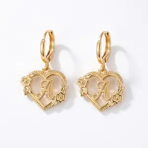 Heart & Letter & Flower Design Dangle Earrings (1 Pair) High Quality Earrings, Casual Fashion Jewelry for Party & Daily Clothing Decor, Trendy All-match & Exquisite Jewelry for Birthday Gift