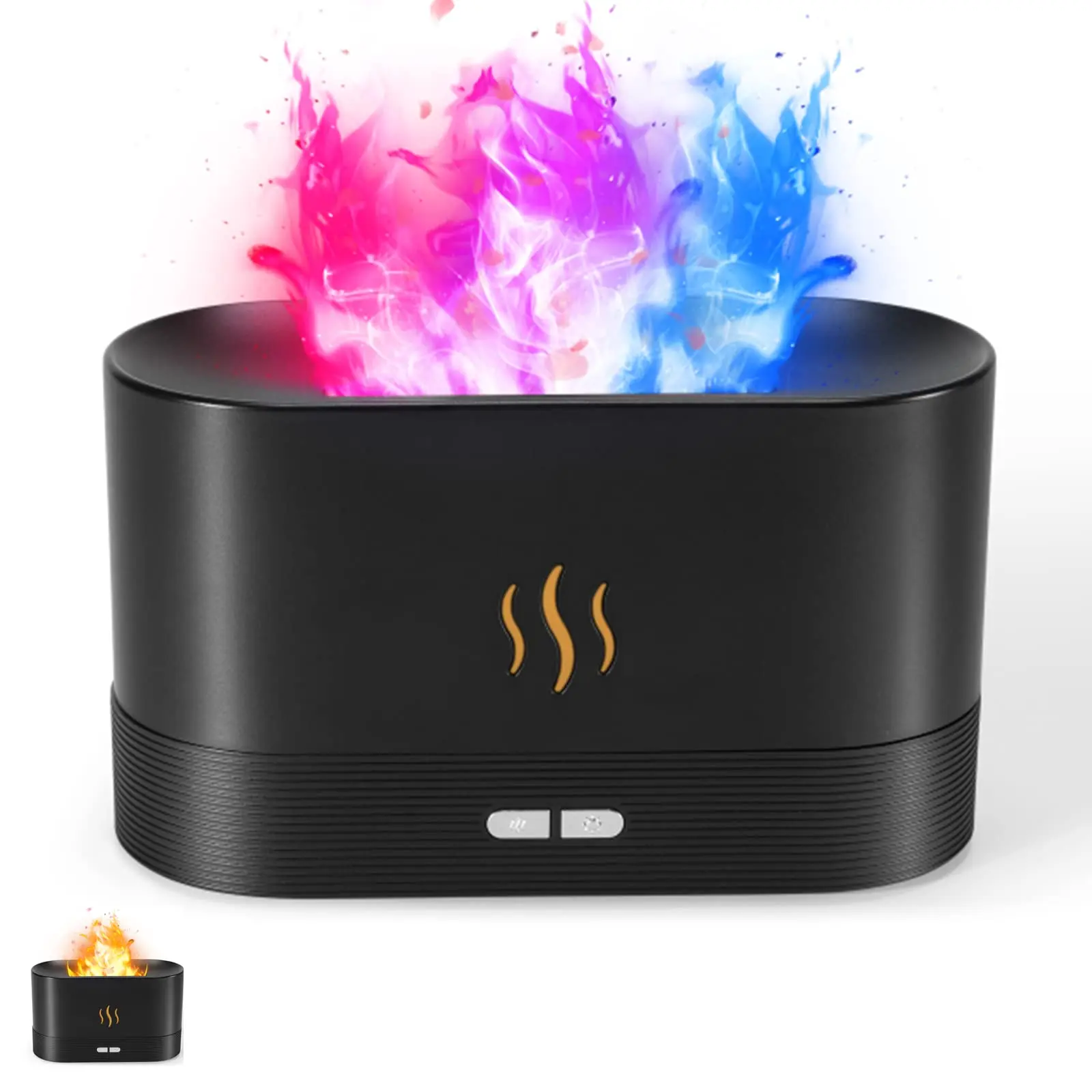 Aromatherapy Essential Oil Diffuser - Fragrance Aroma Humidifier with 7 Upgraded LED Flame Lights, Built-in Smart Chip, Auto-Off Protection for Bedroom, Office, Gym Use, Desktop Aroma Device for Friends
