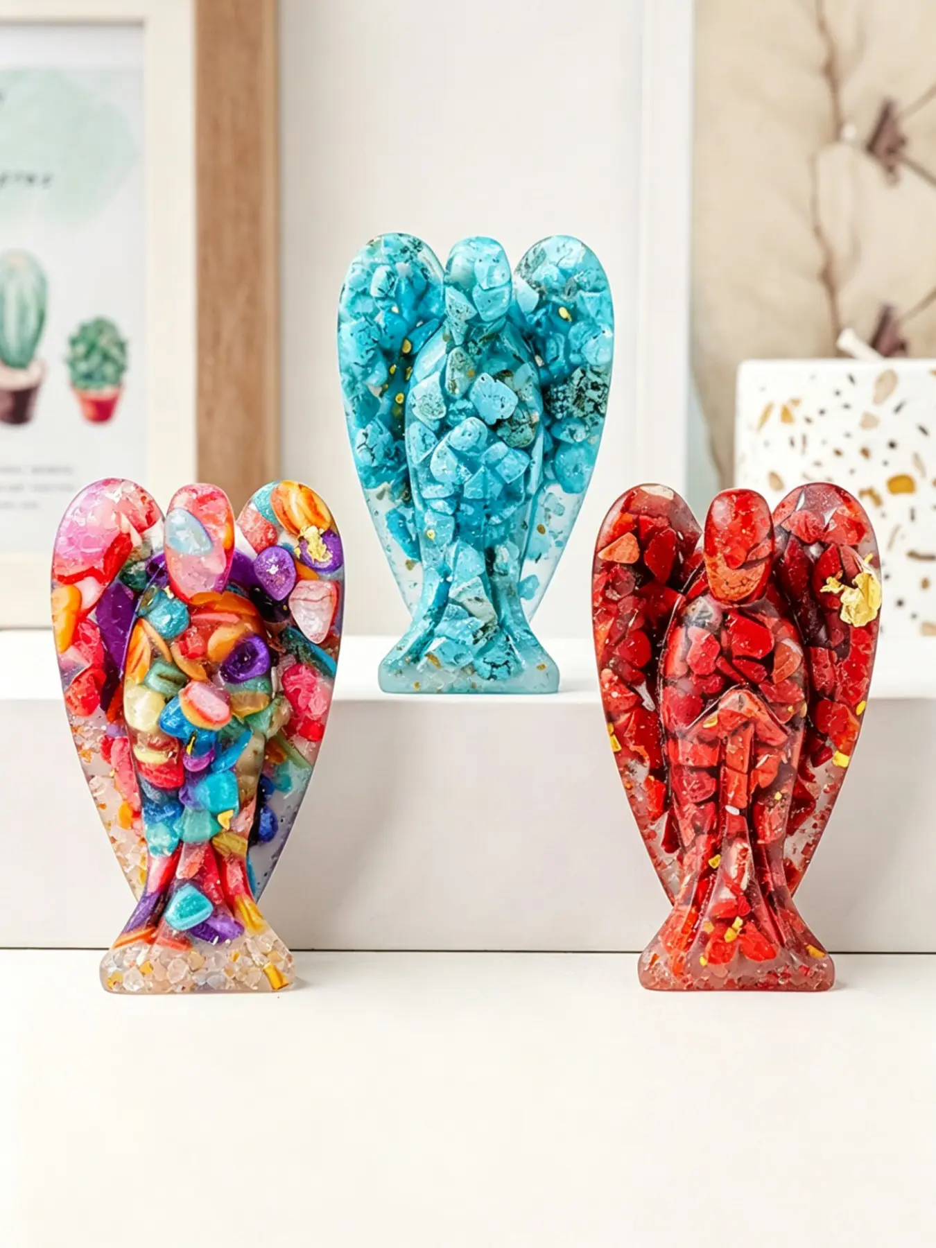 Crystal Angel Carving✨ Heal Your Soul! Handmade Resin Gemstone Angel Figurine for Home Decor & Spiritual Gift Crystal Carvings Unique Crystal Decorative Ornaments