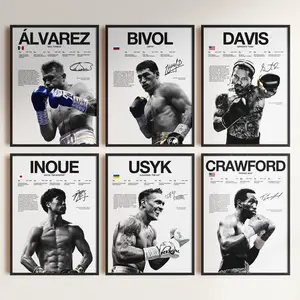 Boxing Champion Wall Art Decor - Alvarez, Inoue, Usyk, Crawford, Bivol, Davis Boxer Print for Home Room Decor, Animal-Themed Accent Poster