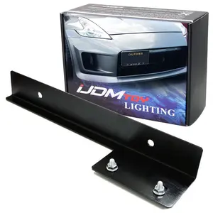 iJDMTOY JDM Black Universal Fit Front Bumper License Plate Relocator Bracket Holder Bar