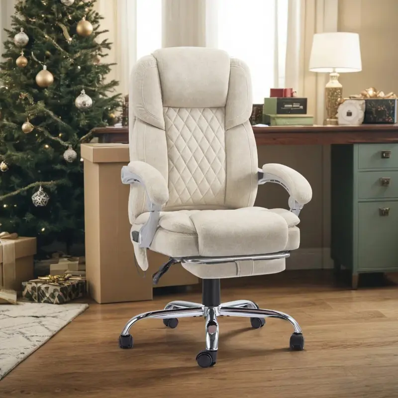 Ergonomic Heated Massage Executive Office Chair with Footrest, Reclining Desk Chair with Adjustable Lumbar Support