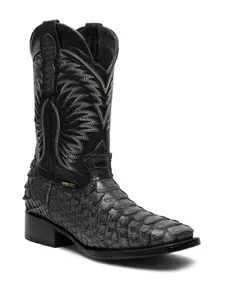 JP Western Boots - Grey Python Embossed