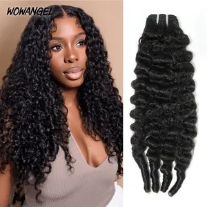 Wowangel Burmese Curly Hair Bundles Extensions Double Weft 18 20 22 Inch Real Virgin Human Hair 1 Bundle 3 Bundles Weave Extensions For Women Natural Black