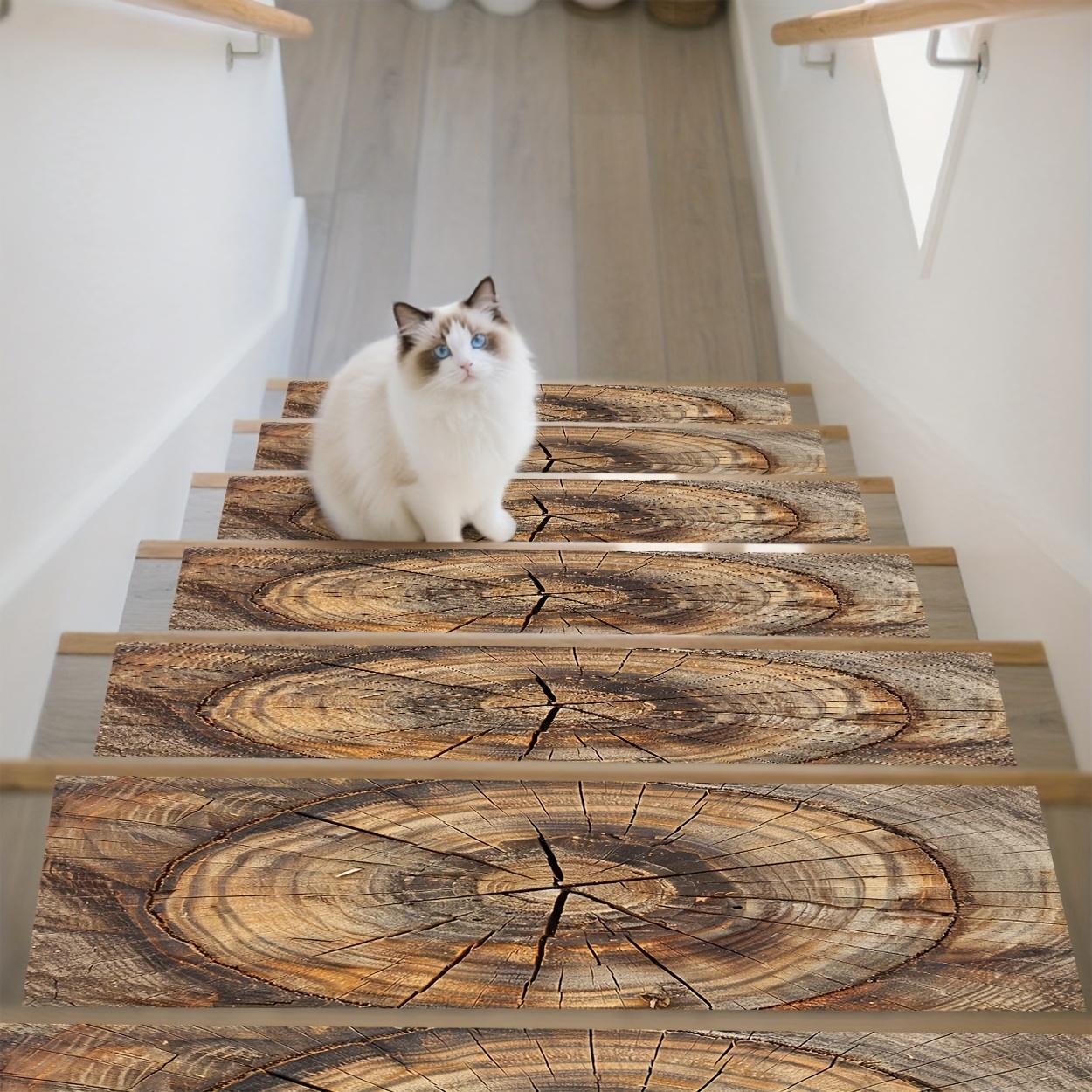 15pcs Set, Anti-Slip Stair Treads, Brown-Yellow Textured Pattern, Non-Slip Stair Carpet, Easy to Clean, Comfortable and Aesthetic, Multi-Scenario Use