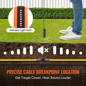VEVOR Underground Cable Locator, 3 FT Max. Detection Depth, Wire Tracer Break Detector Finder with Earphone, 1000 FT Max. Detection Length Cable Tester for Pet Fence Buried Sprinkler Valve Irrigation