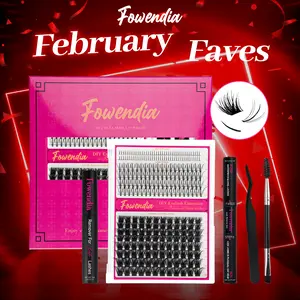 Fowendia Lashes Lavish Lash Clusters Kit | Waterproof Clusters DIY Lash Extension Kit | Individual Cluster Eyelash Extensions D Curl Kit with Bottom Lashes Wispy, Lash Bond & Seal Glue, Lash Tweezers | At-Home Makeup Cosmetic dealsforyoudays