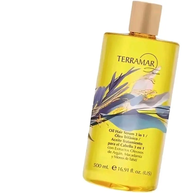Terramar 3-in-1 Hair Oil with Argan, Macadamia & Tahitian Monoi Oils – 500 mL | Nourishing Hair