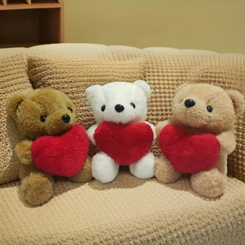 1pc Plush Teddy Bear, Cute Bear with Red Heart, Great Mother's Day Gift, Soft Plush Toy, Romantic Gift, Ideal Choice for Boyfriend / Girlfriend / Wife / Husband, Soft Huggable Cuddly Teddy Bear