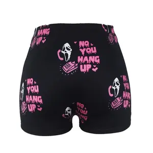 (New)Women'sSleepBottomsBoxersShortsPajamasBlackSMLCasualSportsFitnessCartoonHalloweenPrintSoftBreathableComfortabl