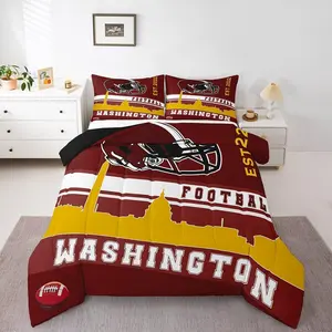 Feelyou Rugby Theme Comforter Set - Red Yellow Washington Football Fan Bedding, Multi-Size, Travel-Friendly, Bedroom Use Textiles & Linens Duvet