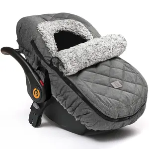 Winter Baby Car Seat Cover – Waterproof Infant Canopy with Zipper Window, Warm Fitted Carseat Bunting Bag for Newborn Boys & Girls (Heather Grey)