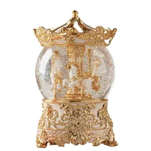 Light luxury crystal ball automatic snow music box, children's music box girl birthday gift, Valentine's Day gift, carousel, dancing girl music box, ornament decoration