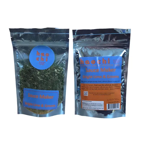 Haochi US Sauce Makers: 2 pouch Bright Lime & Greens, 2 pouch Sun-ripened Tomato Curry Spice Pouch to make dinner prep a breeze.