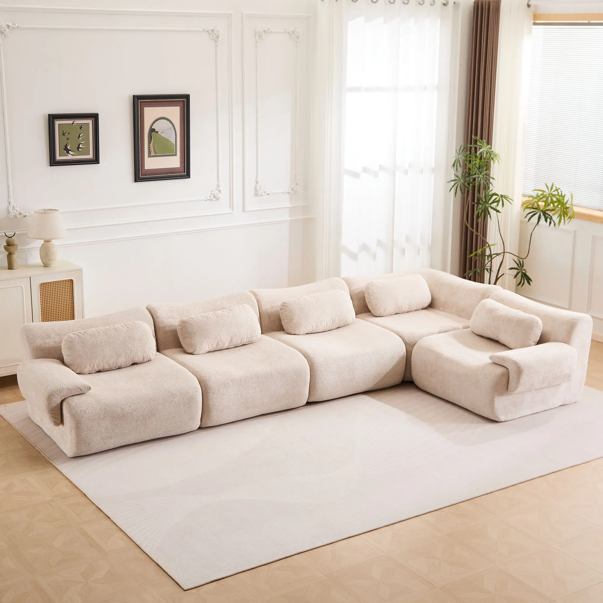 Beige - 4 Seater + 1 Corner (148.2")