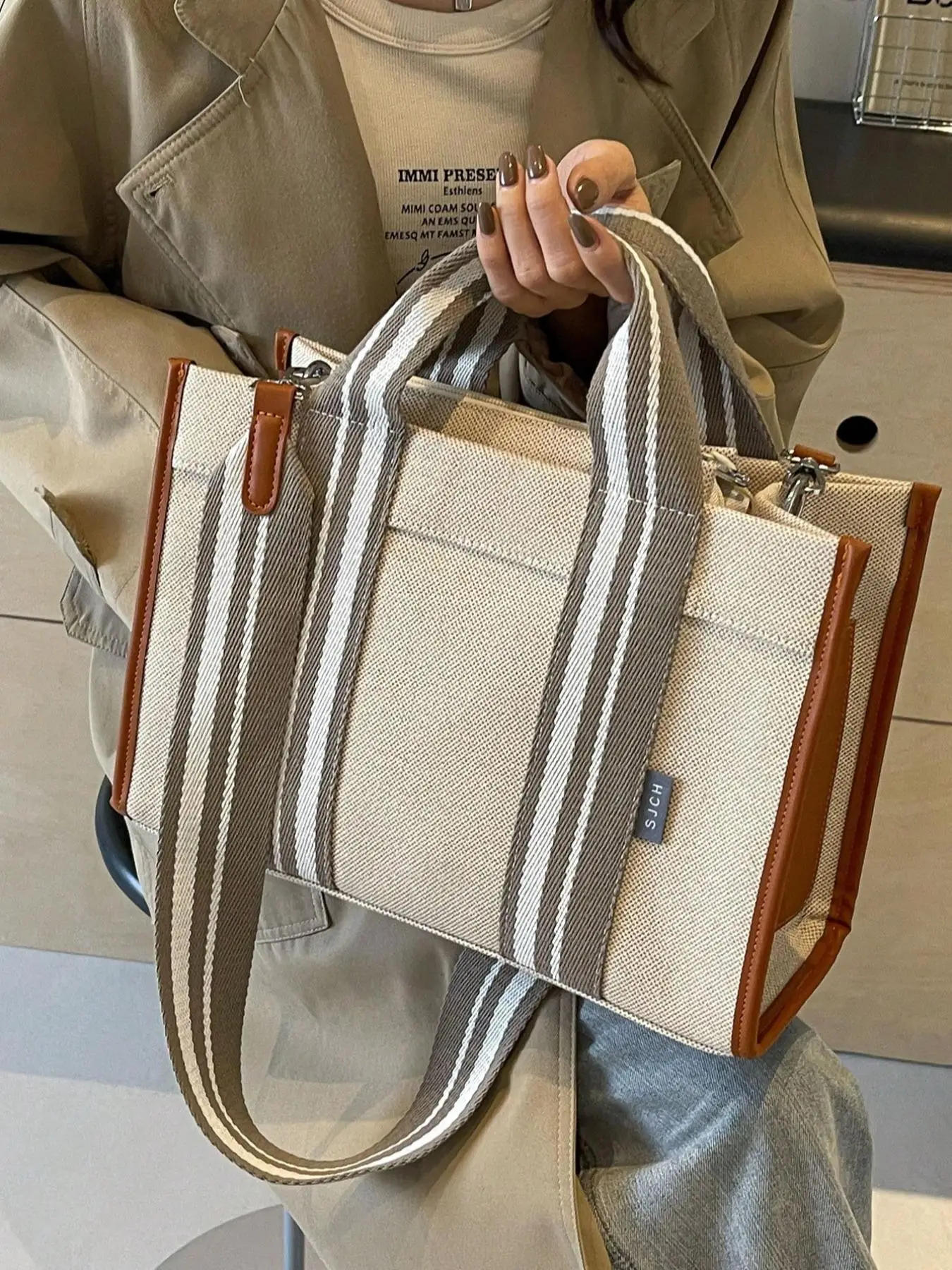 Women's Simple Style Plain Color Large Capacity Tote Bag, 2025 New Style Casual Trendy Versatile High-quality Daily Commuting Bag, Girl Fashionable Sh