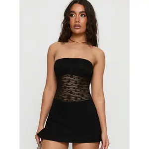 Kristiina Strapless Lace Bodysuit Black