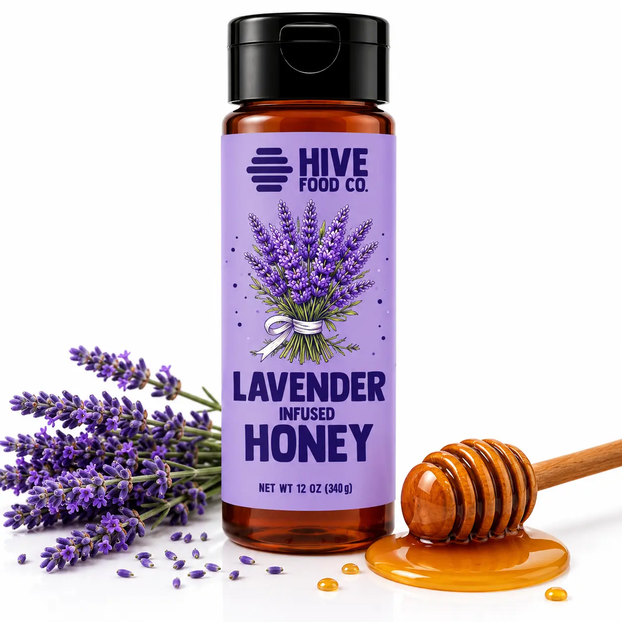 Lavender-Infused Honey, Pure Natural Honey for Tea, Toast & Cooking - Premium Staples & Cooking Essentials