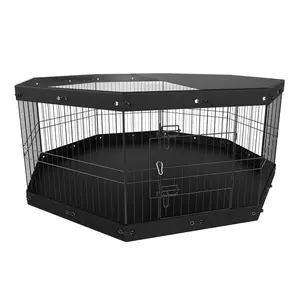 Dog Playpen 8 Panel, 24" Pet Fence with Cover & Pad, Foldable Metal Exercise Pen for Small Medium Dogs, Puppy Kennel Indoor Outdoor, Camping Yard Default