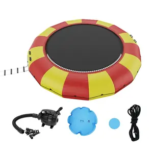 summervibes 17ft Large Size Inflatable Bouncer, Recreational Trampoline with 5-Step Ladder, Electric Inflation Pump, Portable Floating Platform for Water Sports (Pool, Lake Activities)