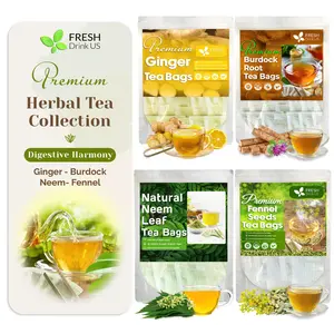 FreshDrinkUS Premium Herbal Tea Collection Digestive Harmony Ginger - Burdock - Neem - Fennel