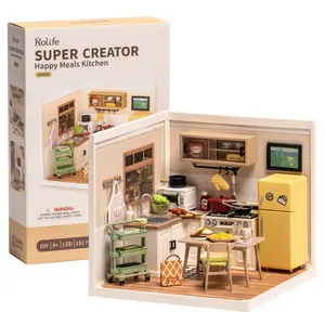 Robotime Rolife 3D Puzzle Kitchen Miniature Kitchen Kit - Super Store Series Happy Meals Building Blocks