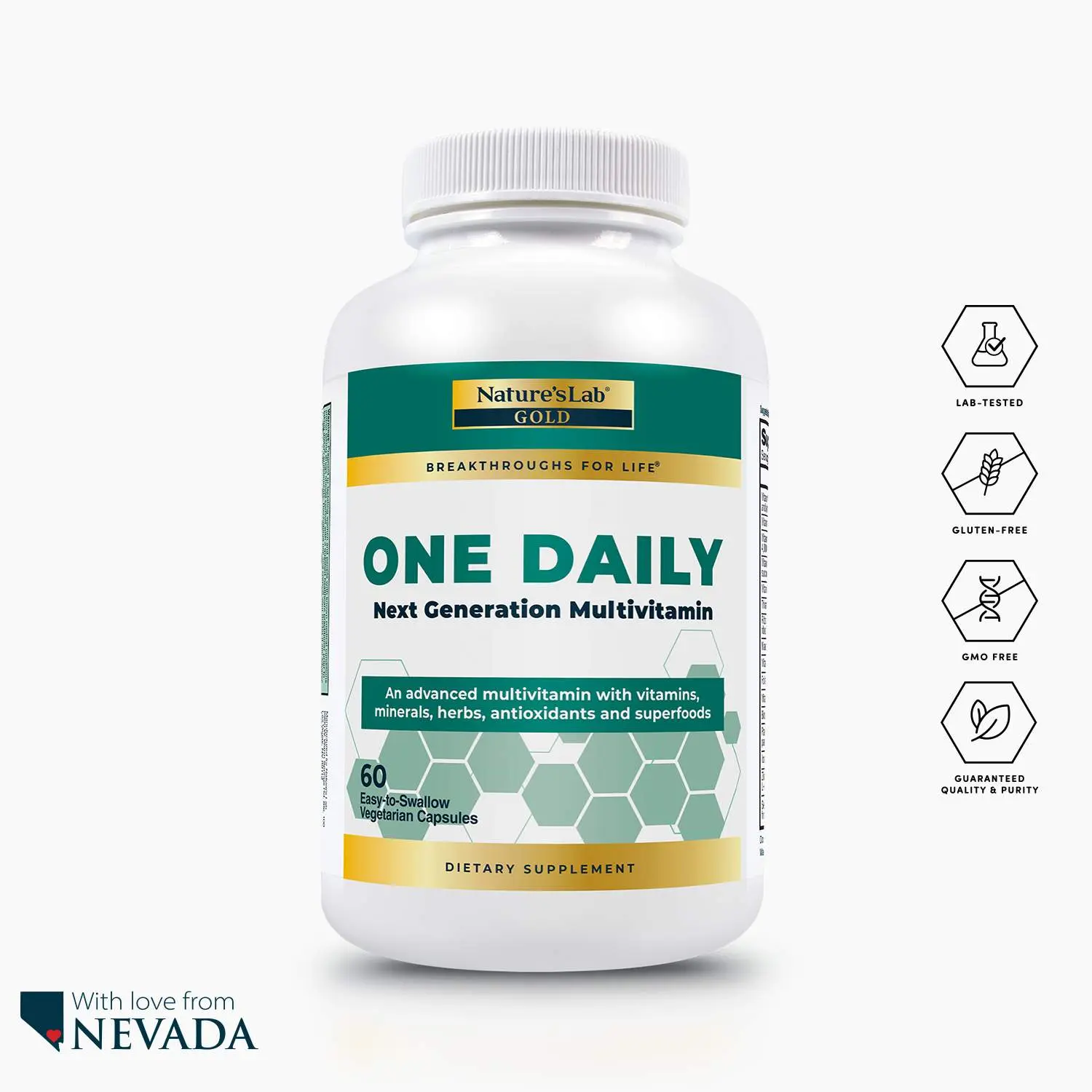 One Daily Multivitamin for Men & Women with Immune Support, Energy, Heart & Bone Health – High Potency Vitamins & Minerals – 60 Capsules
