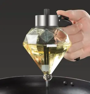 Diamond-Shaped Glass Honey Dispenser Bottle, Syrup and Suitable for Olive Oil Diamond-Shaped Glass Honey Dispenser Generic