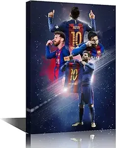 TISHIRON Soccer Star Poster Print Paper Unframe Wall Art Famous Argentine Football Player Lionel Messi Modern Artwork Prints for Living Room Bedroom Office Club Decor Stretched and Poster Print Paper Unframe Ready to Hang 