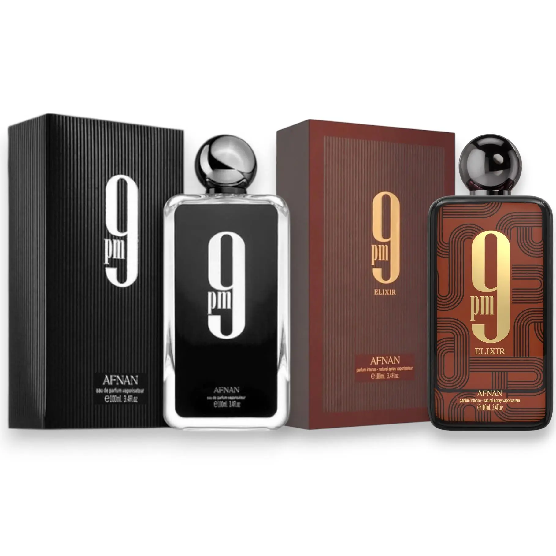 Oudlash Bundle | Afnan 9 PM + 9 PM Elixir | Unisex Fragrances | 100ML | Eau De Parfum | cardamom, nutmeg, leather