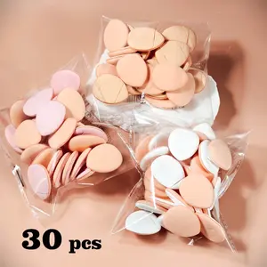 30pcs Mini Finger Puffs, Foundation Powder Puff, Beauty Puff, Powder Play Sponge for Face and Body, Loose Powder Foundation Blending, Wet and Dry Cosmetic Tool with Strap for Easy Handling