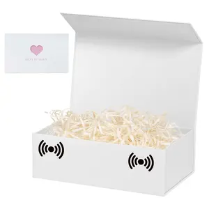 White Gift Box with Lids,10.7'x7'x2.8' Large Gifts Box with Magnetic Lids Gift Boxes for Mom Gifts Contains Card, Filler Mother's Day Romantic Gift Box, Beautiful Gift Box, Classy Gift Box