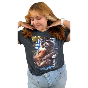 Women's Baggy Modern Short-Sleeve Round Neck Statement Graphic T-Shirt - Casual Day Everyday Top for Leggings, Black Outfit