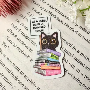 Be a Rebel, Read Banned Books Cat 2 inch Sticker Booklet Stamps