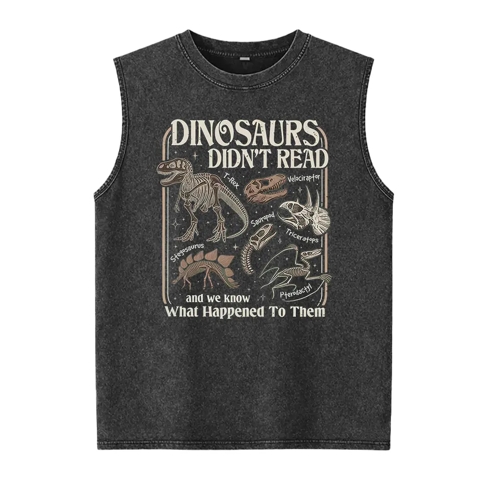 Dinosaurs Didn't Read Washed Vest, Librarian Literacy Washed Vest, Funny Teacher Washed Vest, Bookish Gift For Readers